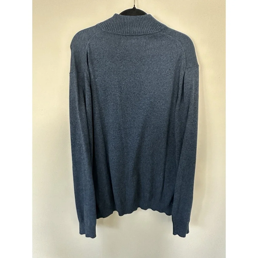 Perry Ellis Mens 1/4 Zip Sweater Knit Navy Blue Size Large‎ 100% Cotton Heritage